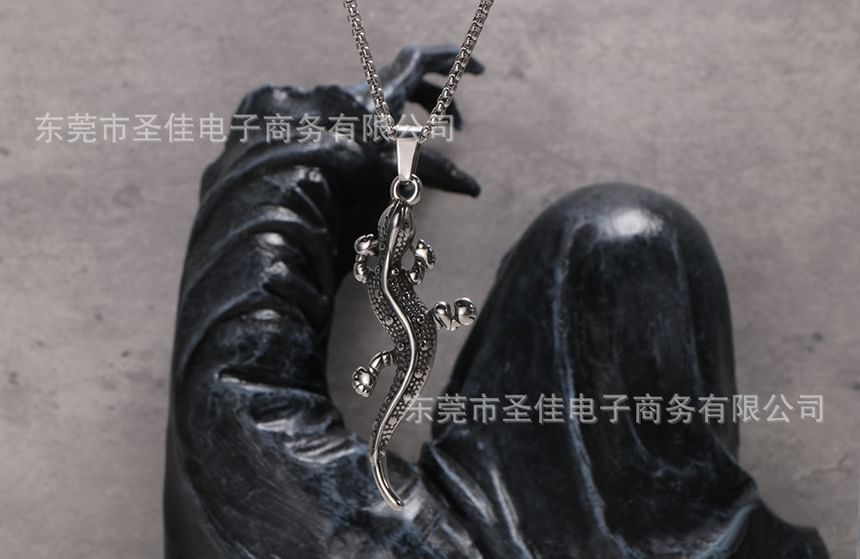 Prushia - Gecko RVS hanger / ketting / set