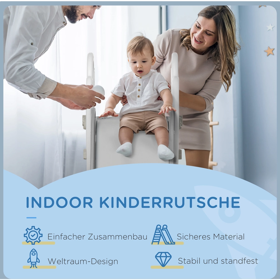 AIYAPLAY Kinderrutsche mit Aufkleber-Set grau