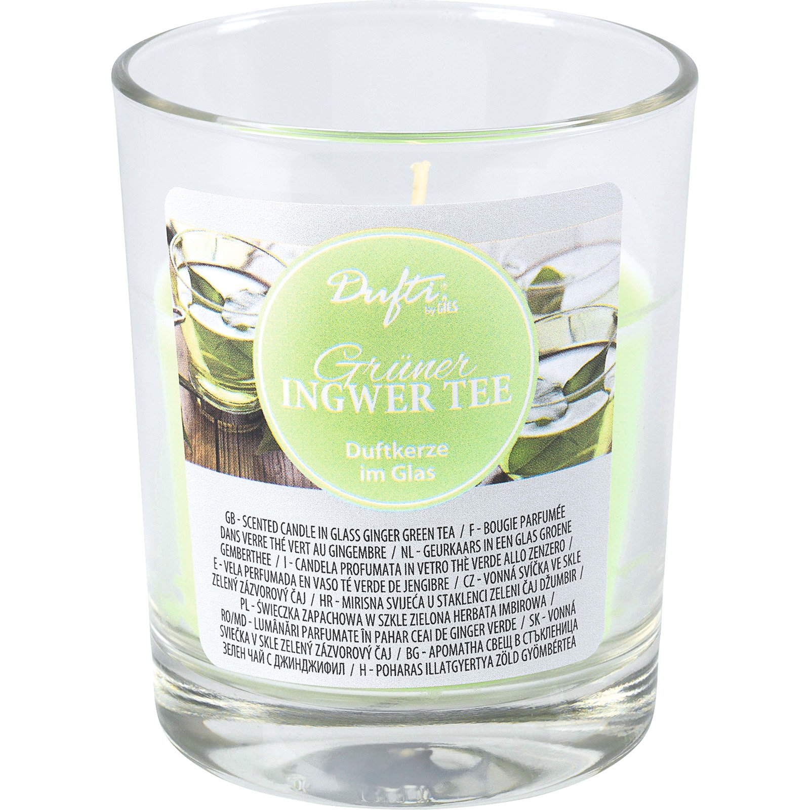 Kerze im Glas Grüner Ingwer Tee / grün