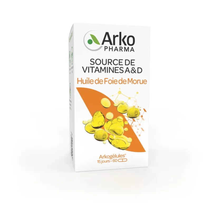 Arkogélules Vitamines A et D Huile de Foie de Morue - 60 Gélules