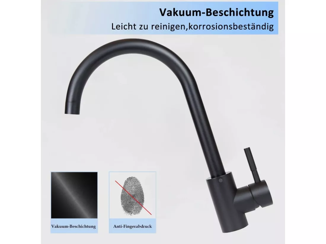 NETTLIFE robinet de cuisine robinet haute pression robinet d'évier de cuisine en acier inoxydable pivotant à 360°