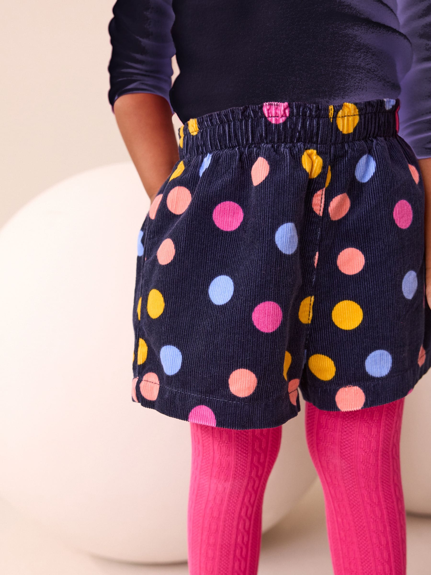 Regenboog - Set van corduroy shorts en Panty's met polka dots (3mnd-7jr)