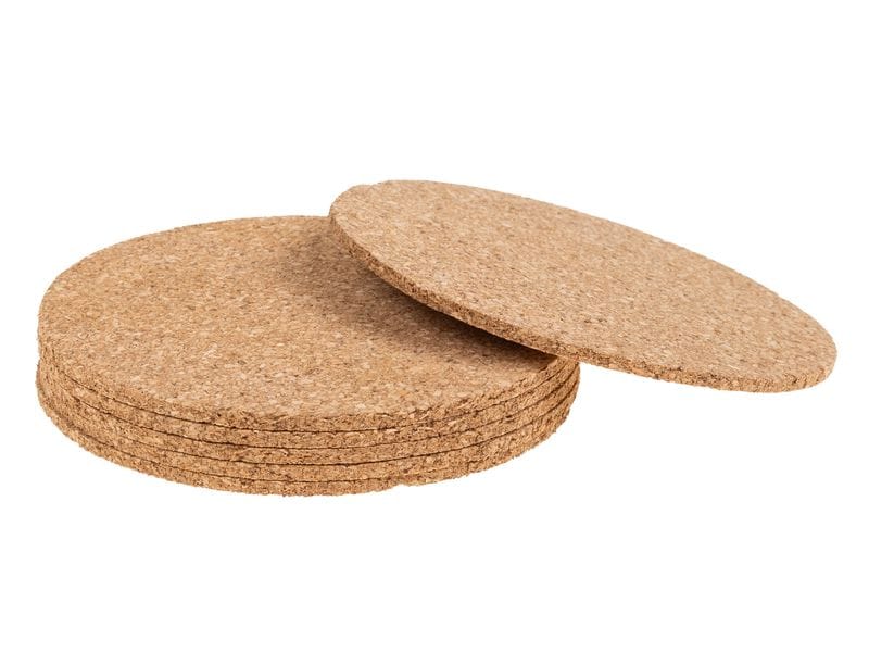 FURBER Glasuntersetzer Kork, 6 Stück, Ø 10 cm Langlebige Korkunterlage