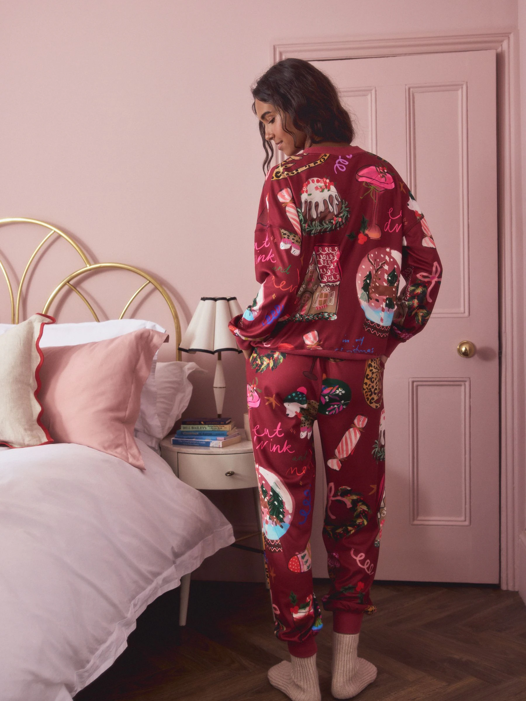 Berry Red Cracker - Behaaglijke pyjama met lange mouwen