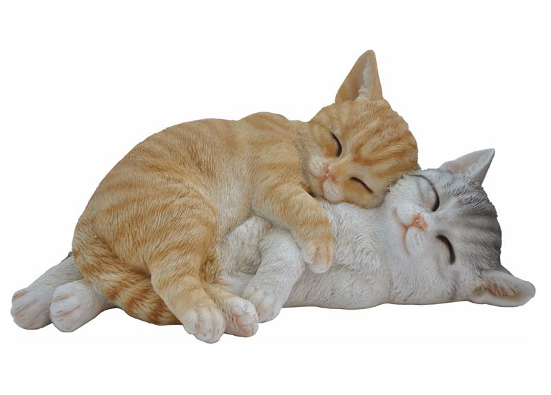 Dazikemo Gartenfigur Dekofigur Zwei schlafende Katzen