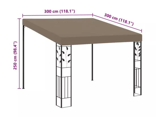 Belvédère mural 3x3x2,5 m Taupe