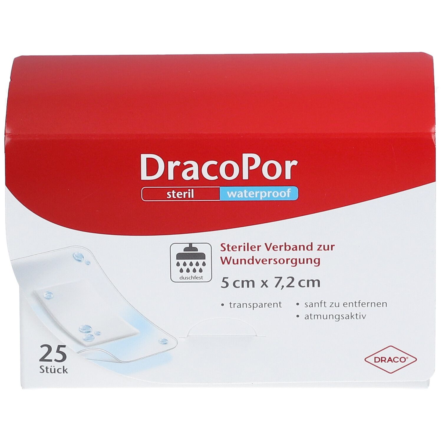 DracoPor Waterproof Wundverband steril 5 x 7,2 cm