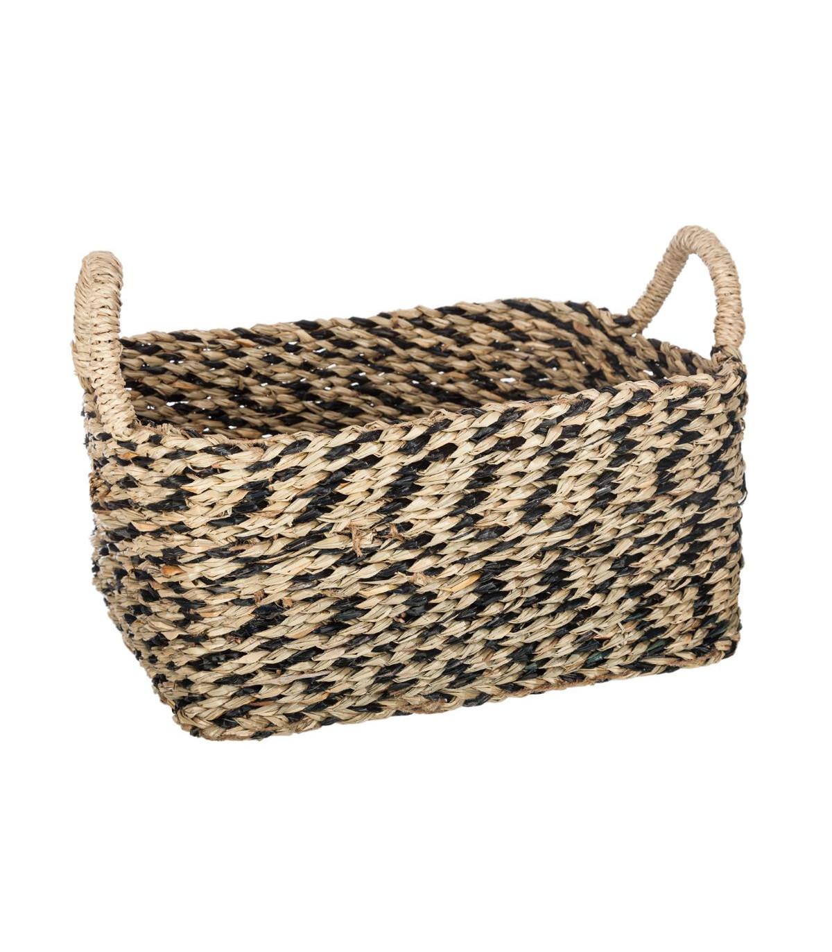 PANIER SEAGRASS ETHNIQUE RECTANGLE D.33.5X25X14CM