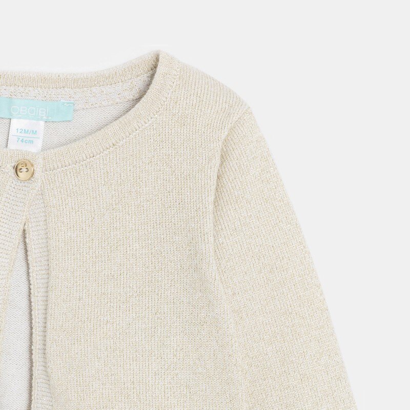 Gilet boléro court maille tricot doré bébé fille Beige