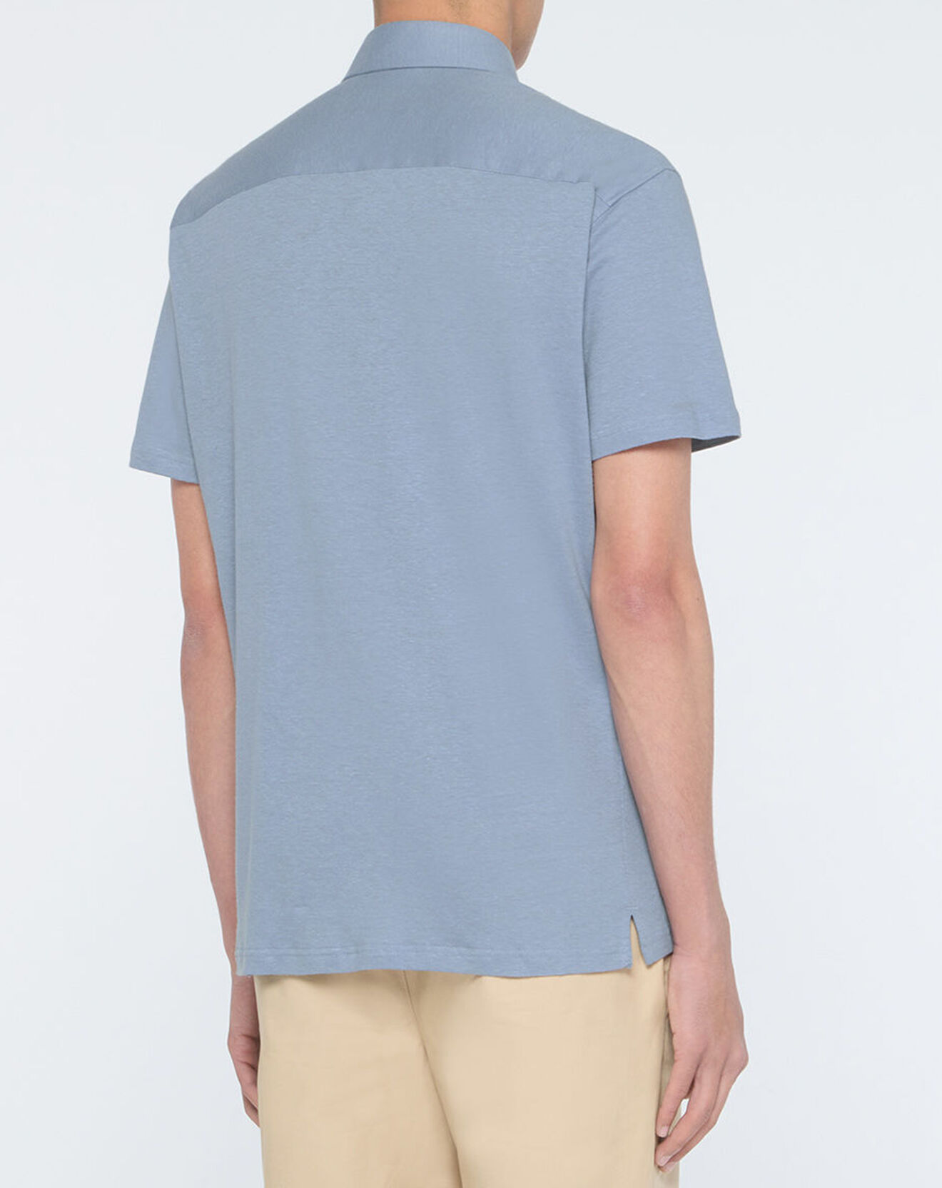 Hackett London Chemise en Lin mélangé Slim Fit Polo Piqué bleu clair