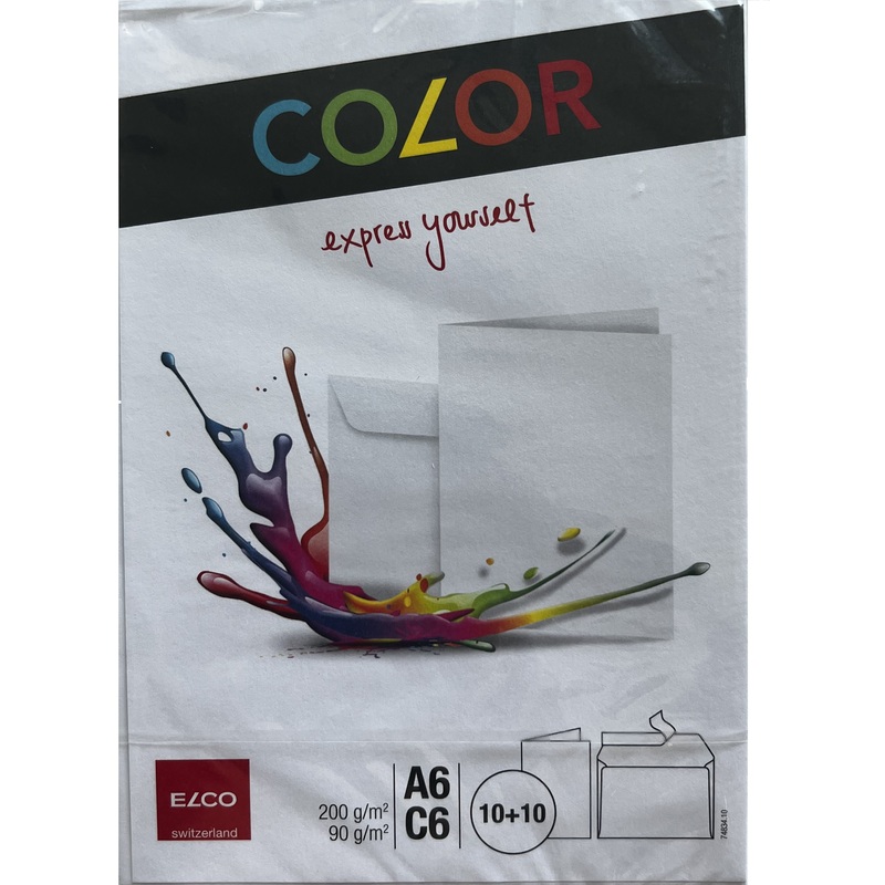 Elco COLOR Doppelkarten mit Couverts, A6, weiss