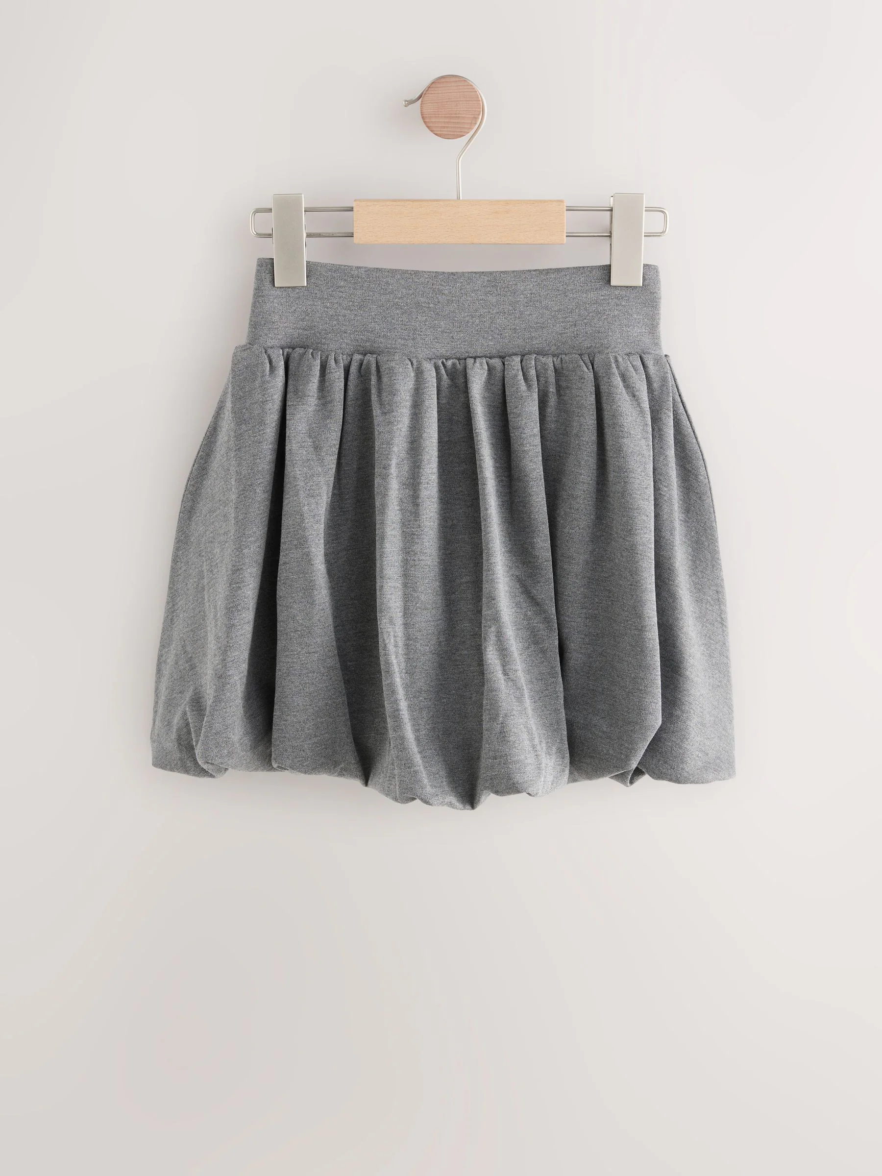 Grijs - Jersey stretch rok met ballonzoom en elastische taille (3-17jr)