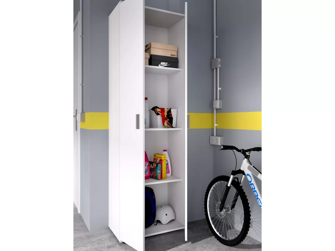 Dmeg armoire polyvalente, armoire à chaussures multifonctionnelle, armoire 2 portes, 61x35h190 cm, blanc