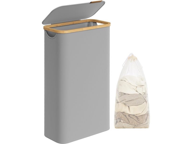 Songmics Wäschekorb  65 l, Grau Wäschesammler