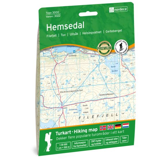 Turkart, Hemsedal<br>Dekker populære turområder med uthevet turinformasjon!