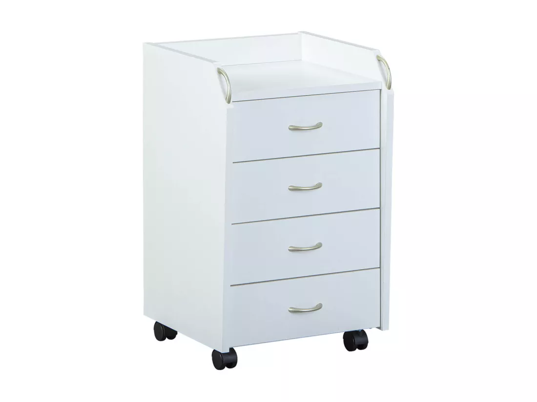 TEO - Caisson 4 Tiroirs sur Roulettes Coloris Blanc