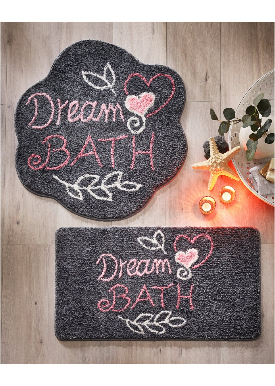 Tapis de salle de bain motif cœur