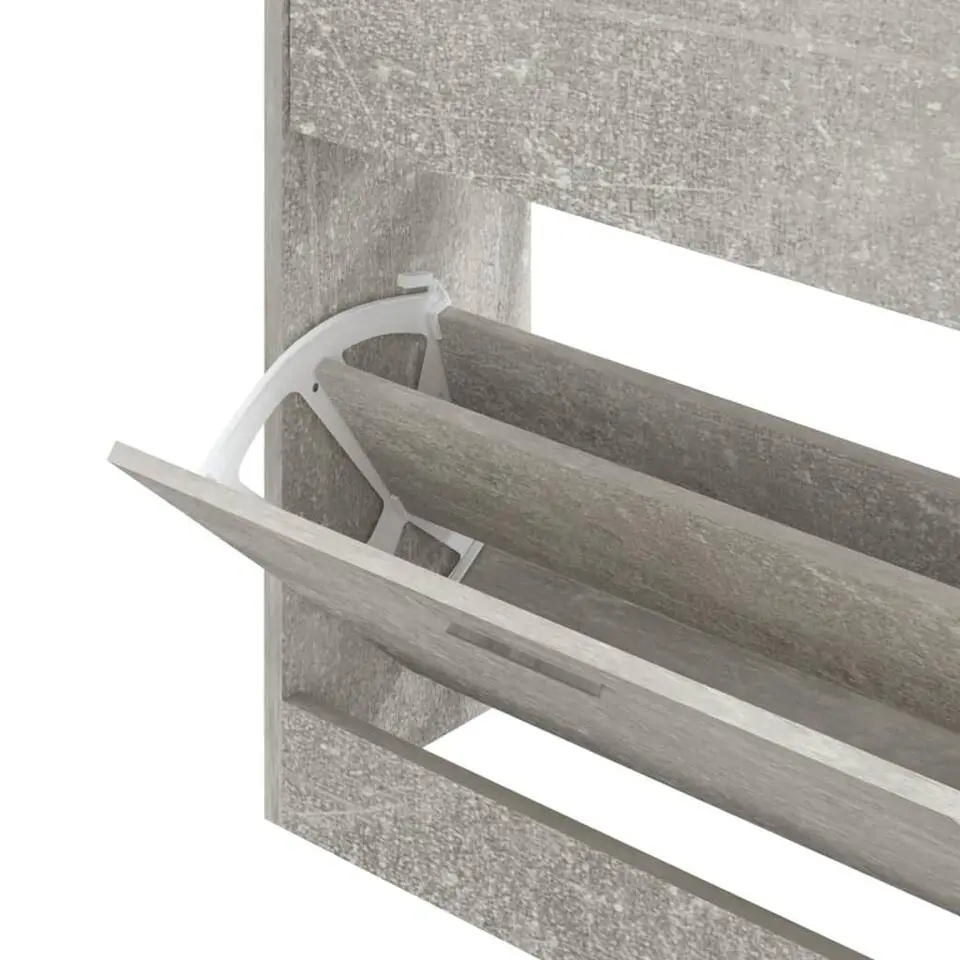 vidaXL - Schoenenkast 4 paar met 2 kleppen - Betongrijs - Hout - 63x24x81 cm