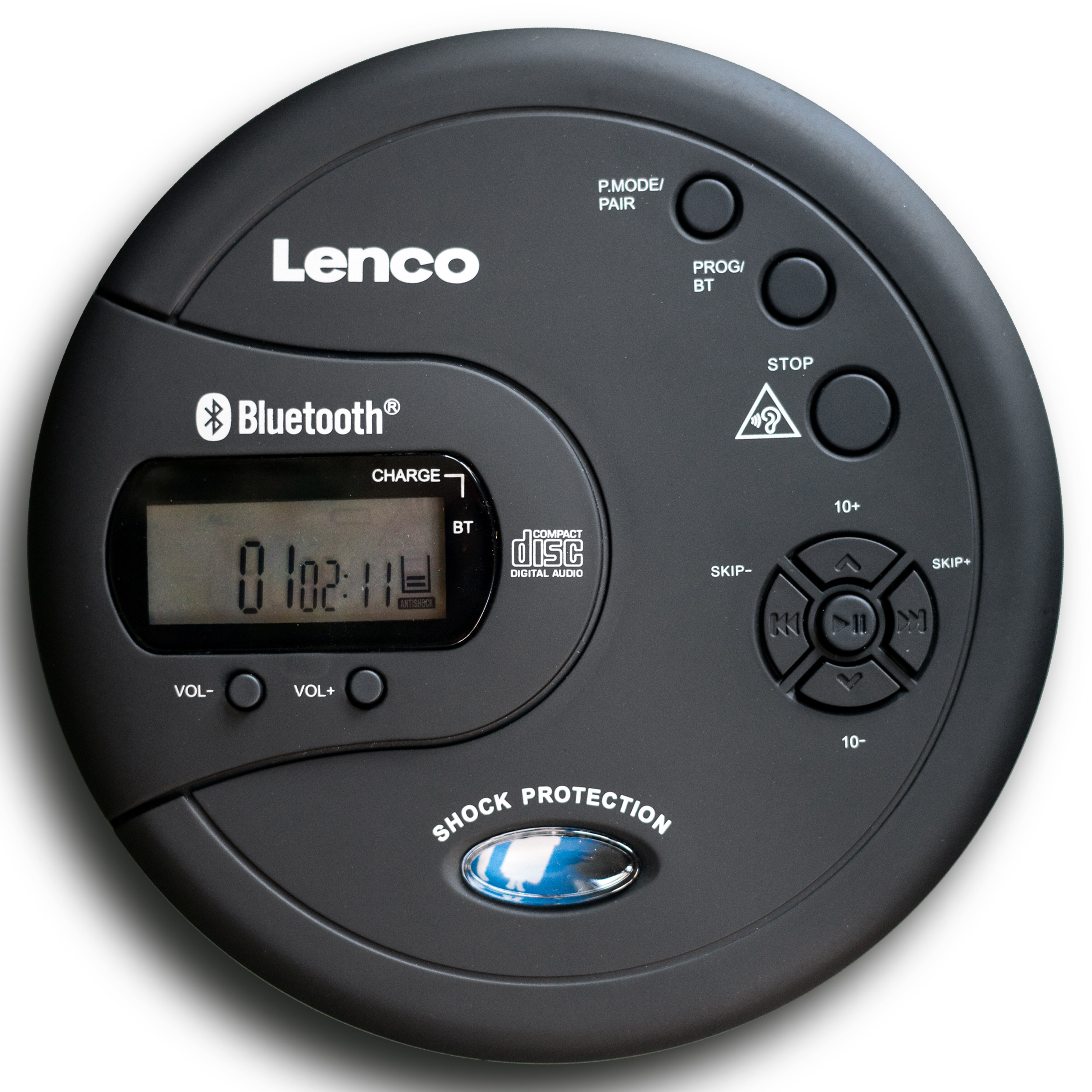 Lenco CD-300BK - Tragbarer Bluetooth CD-MP3-Player mit Stoßschutz