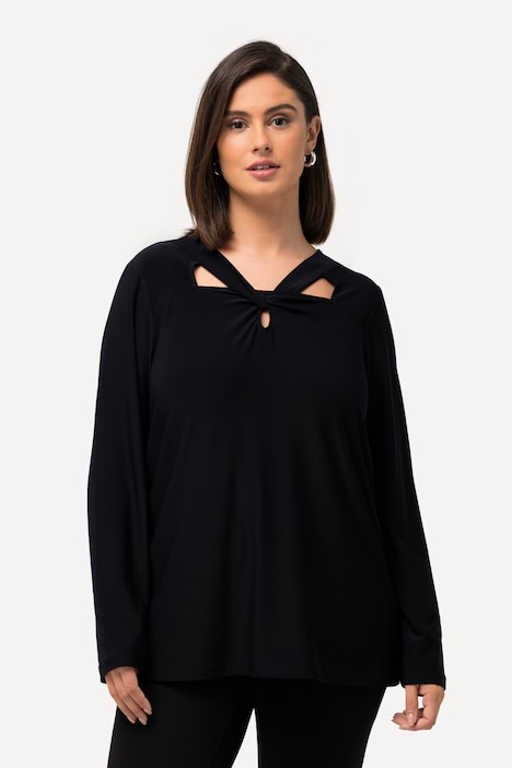 Shirt, Cut-Out, Classic, V-Ausschnitt, Langarm