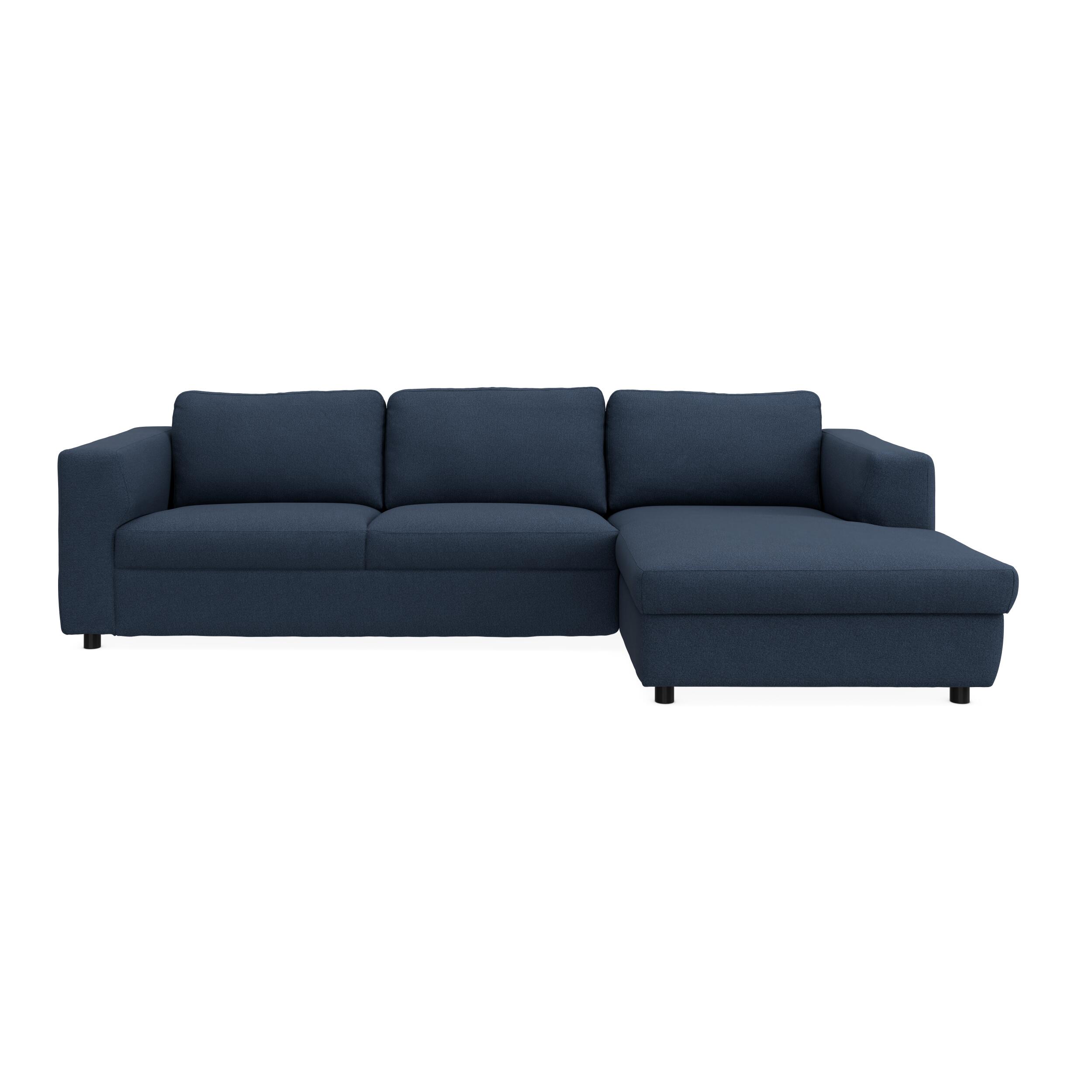 Lean højrevendt sofa med chaiselong