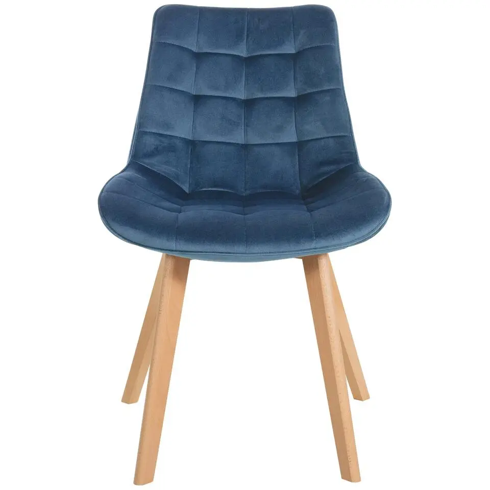 CLP Eetkamerstoel Brook natura Frame - Fluweel - blauw