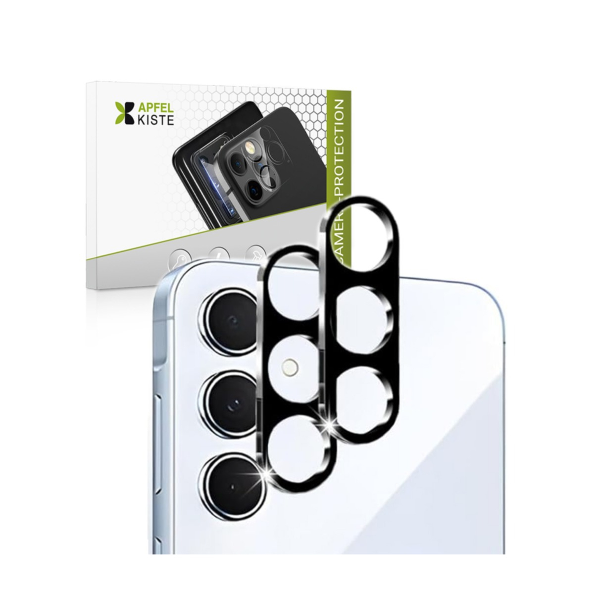 (2er Set) Samsung Galaxy A55 Kamera Objektiv Protector Panzer Glas Case Friendly - Schwarz