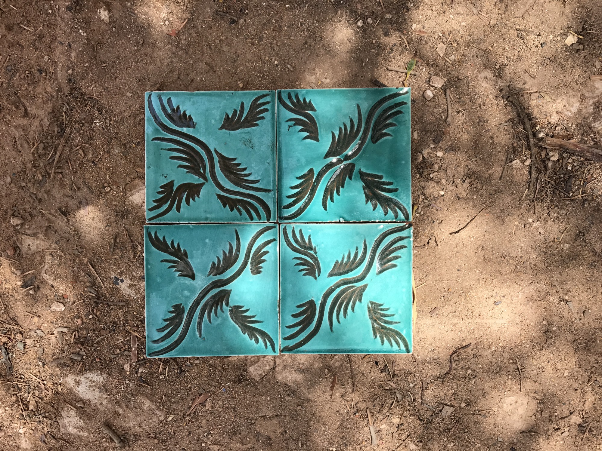 Kachel 'Snake turquoise', blau, T 10 cm, B 10 cm, H 1 cm von fischer's lagerhaus