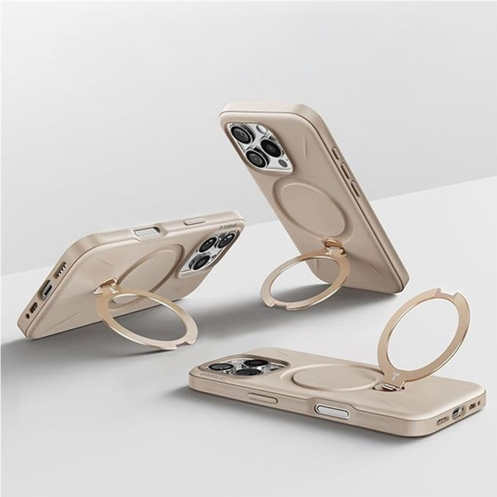 iPhone 16 Pro Max Ostand 360° Spin Fusion MagSafe Hybrid Hardcase Schutz Hülle Ring Stand   Kickstand - Beige