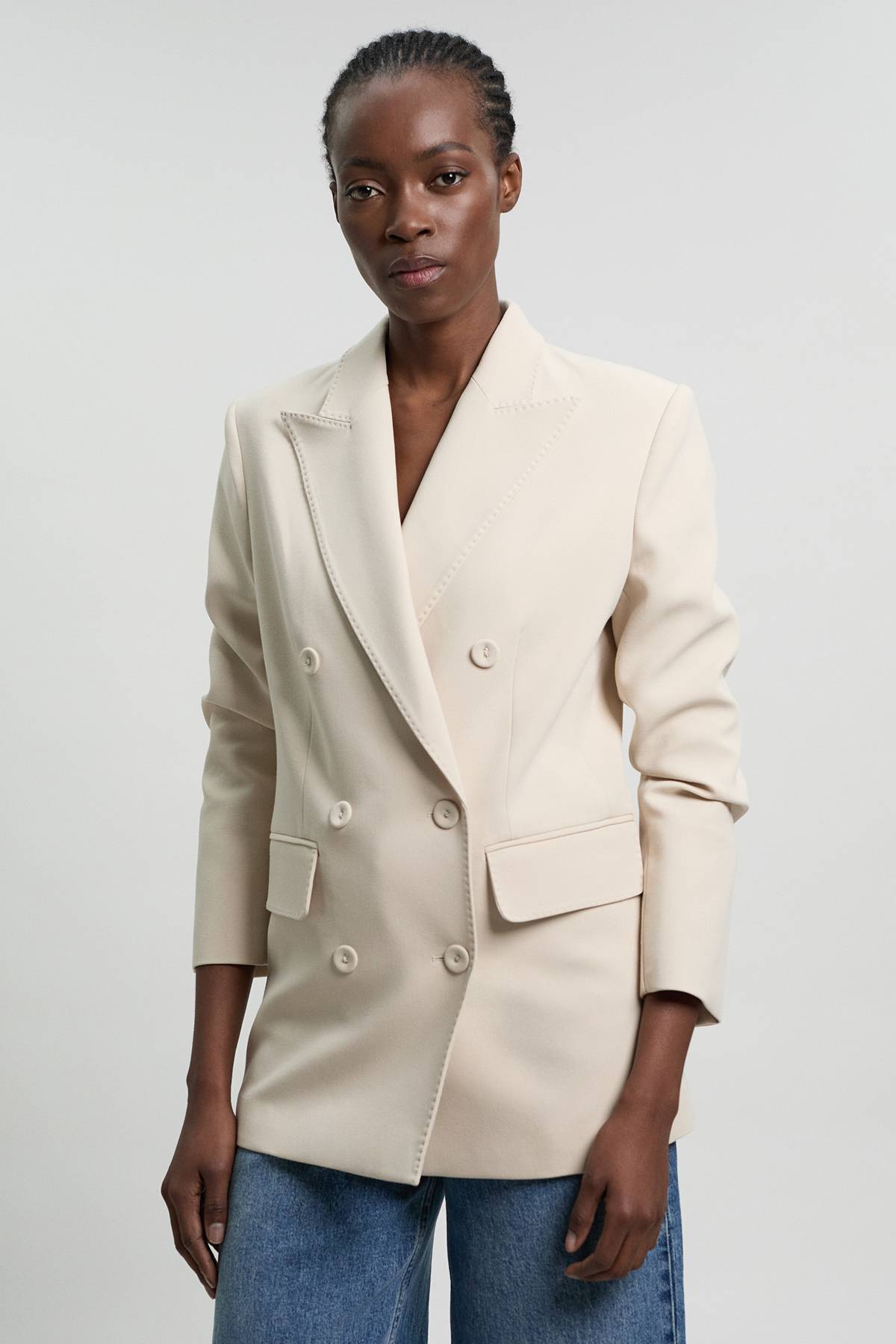 KarenMillen Blazer Ajusté À Double Boutonnage Avec Manches Froncées