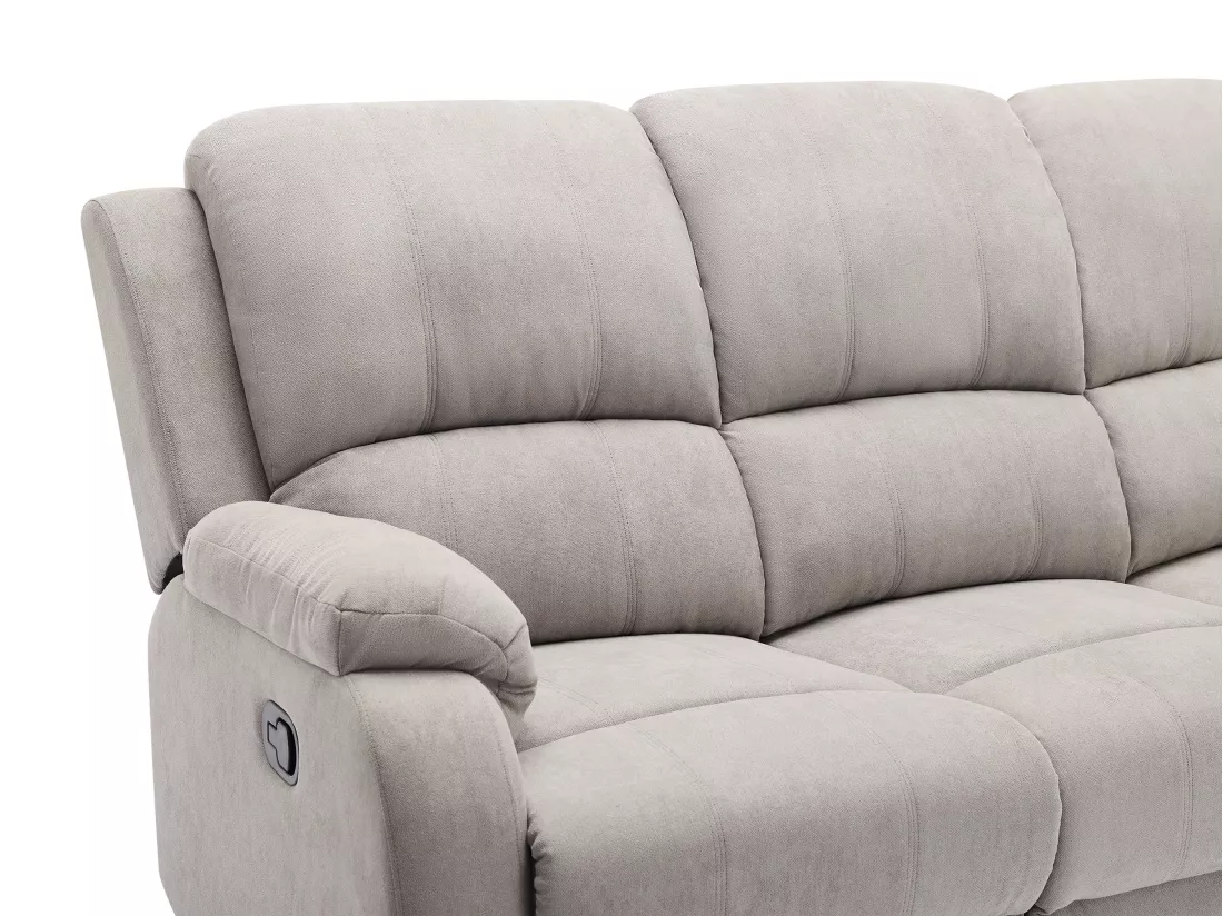 Canapé 3 places et fauteuil relax en microfibre gris clair BRODY