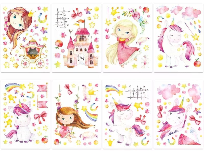 Papierdrachen Wandtattoo-Set Einhorn Wandsticker für Kinder