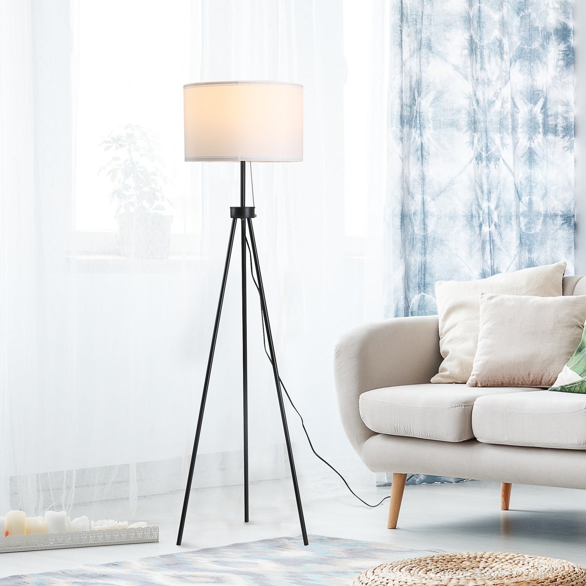 HOMCOM staande lamp, 37x37x152cm, metaal, zwart