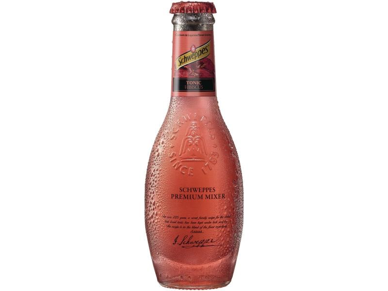 Schweppes Premium Mixer Tonic & Hibiscus 4 x 0.2 l Prickelndes Erfrischungsgetränk mit Hibiscusaroma