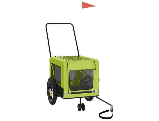 VIDAXL - Remorque de vélo pour animaux de compagnie vert et noir