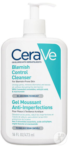 CeraVe Gel Moussant Anti-Imperfections Peau Acnéique Flacon Pompe 473ml