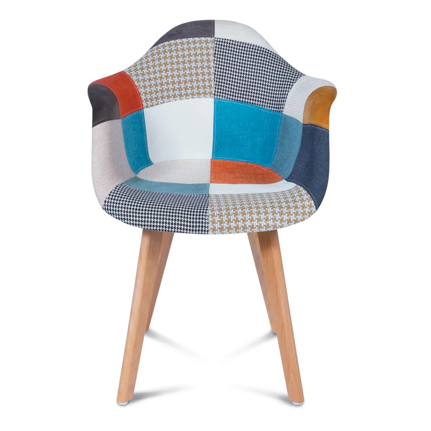 Lot de 2 chaises de salle à manger scandinaves, fauteuils de table SARA motifs patchworks multi-couleurs
