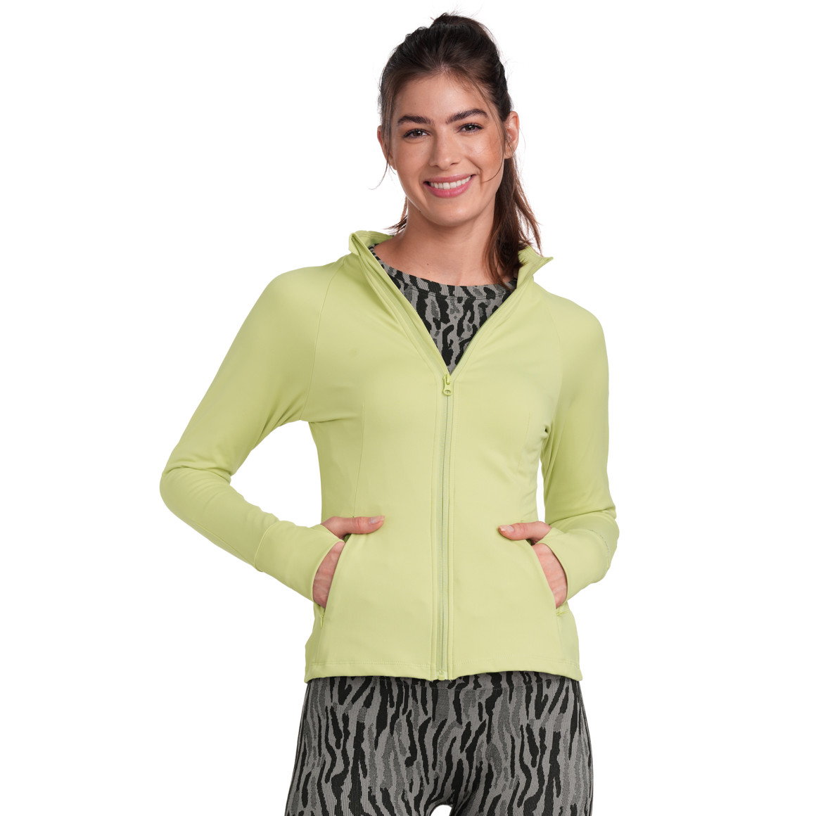 Gina Sports Damen Sport-Jacke mit Reißverschluss hellgrün