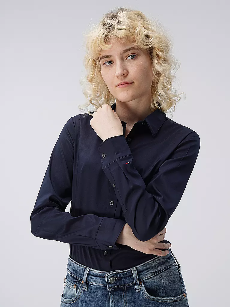 TOMMY HILFIGER Bluse Slim Fit blau