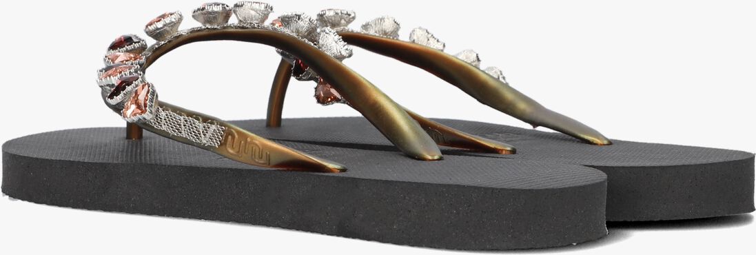 UZURII zwarte uzurii teenslippers heart bronze