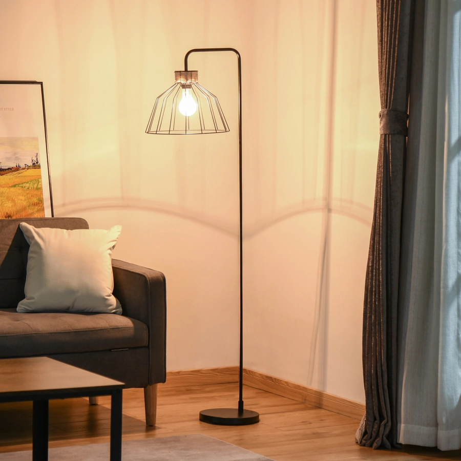 HOMCOM Stehlampe mit Kabel schwarz