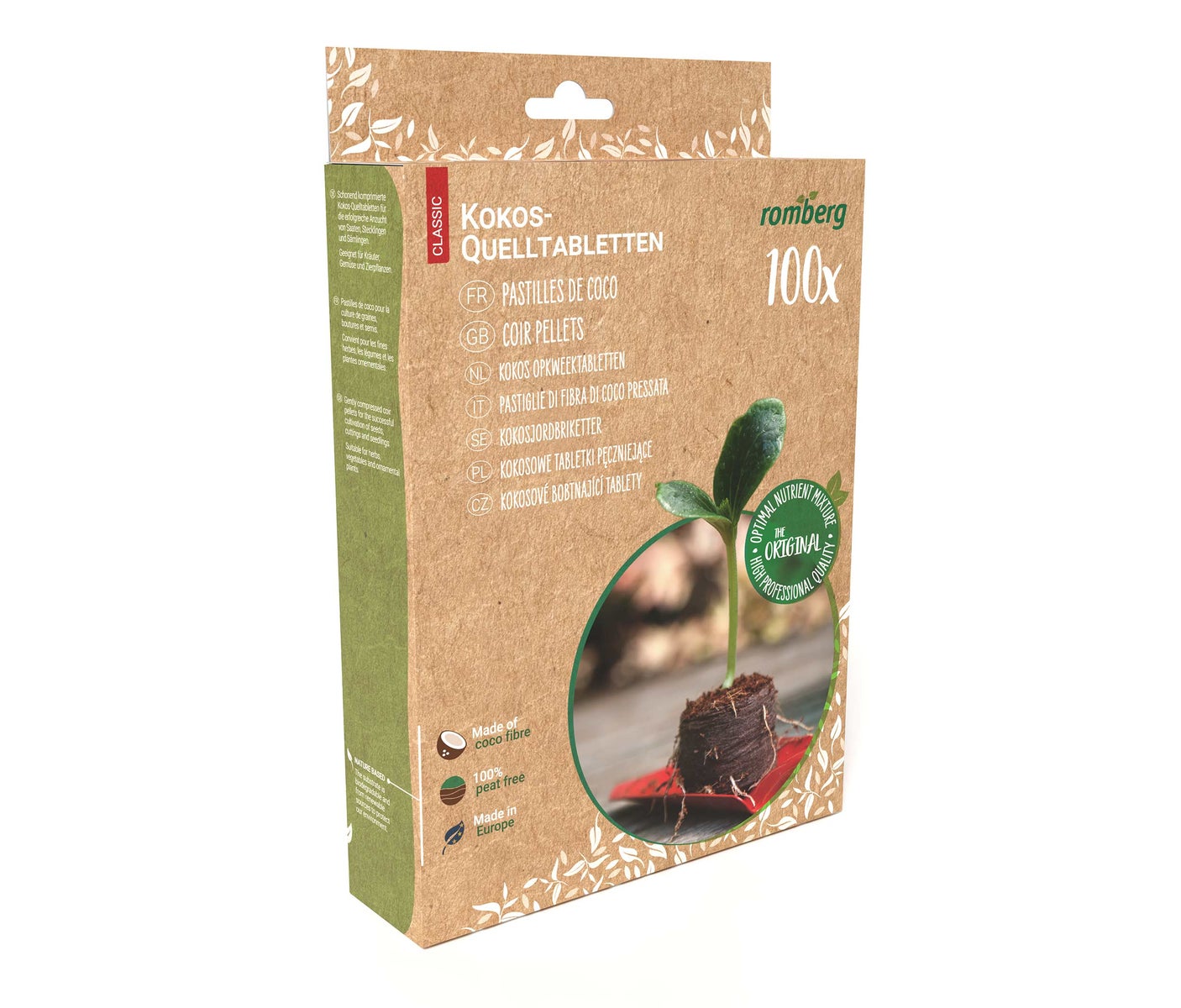 100 kokoszwellende tabletten, 36 mm Ø
