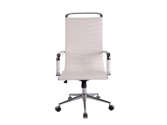 Chaise de bureau - Similicuir & Métal chromé - Blanc - Batley