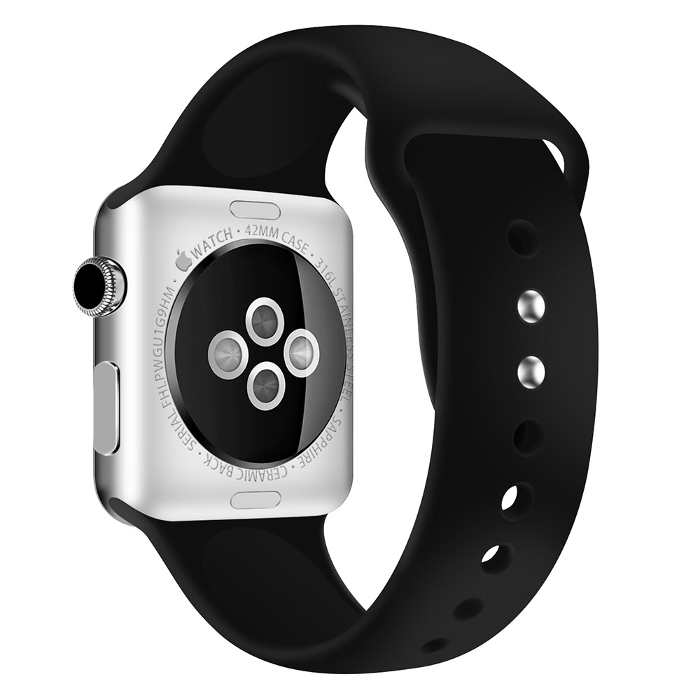Apple Watch (42/41/40/38 mm) Silikon Sport Armband mit Doppelverschluss (Gelenkumfang: 180-215mm) - Schwarz