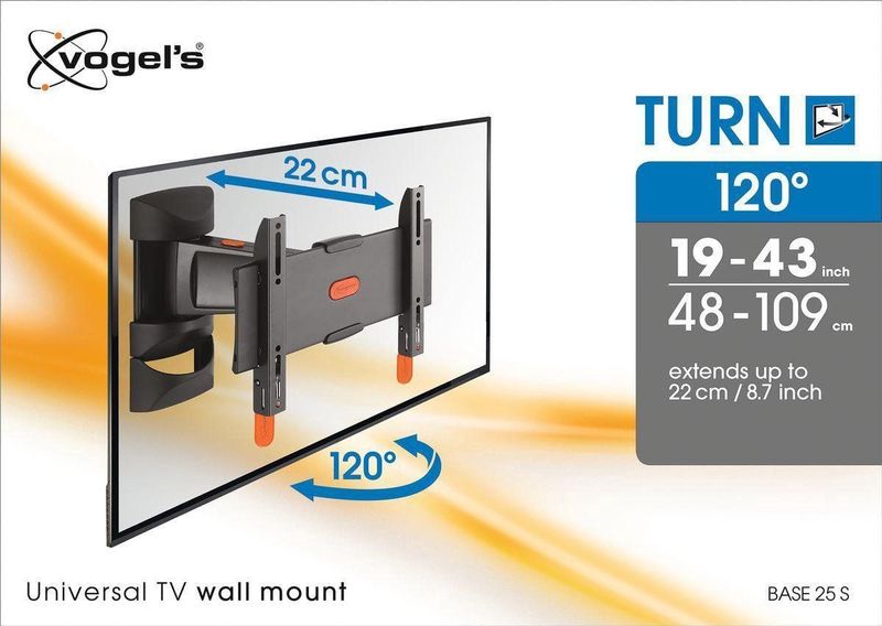Vogels - Basis 25S - TV Muurbeugel - Zwart - Tot 20 kg - Voor 19-40 inch
