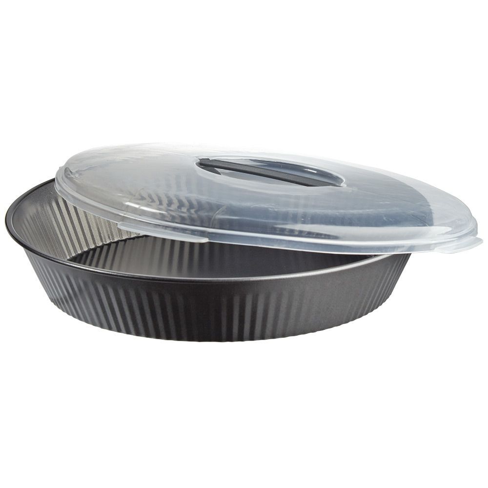 Plat à gâteau transportable forme rond gris