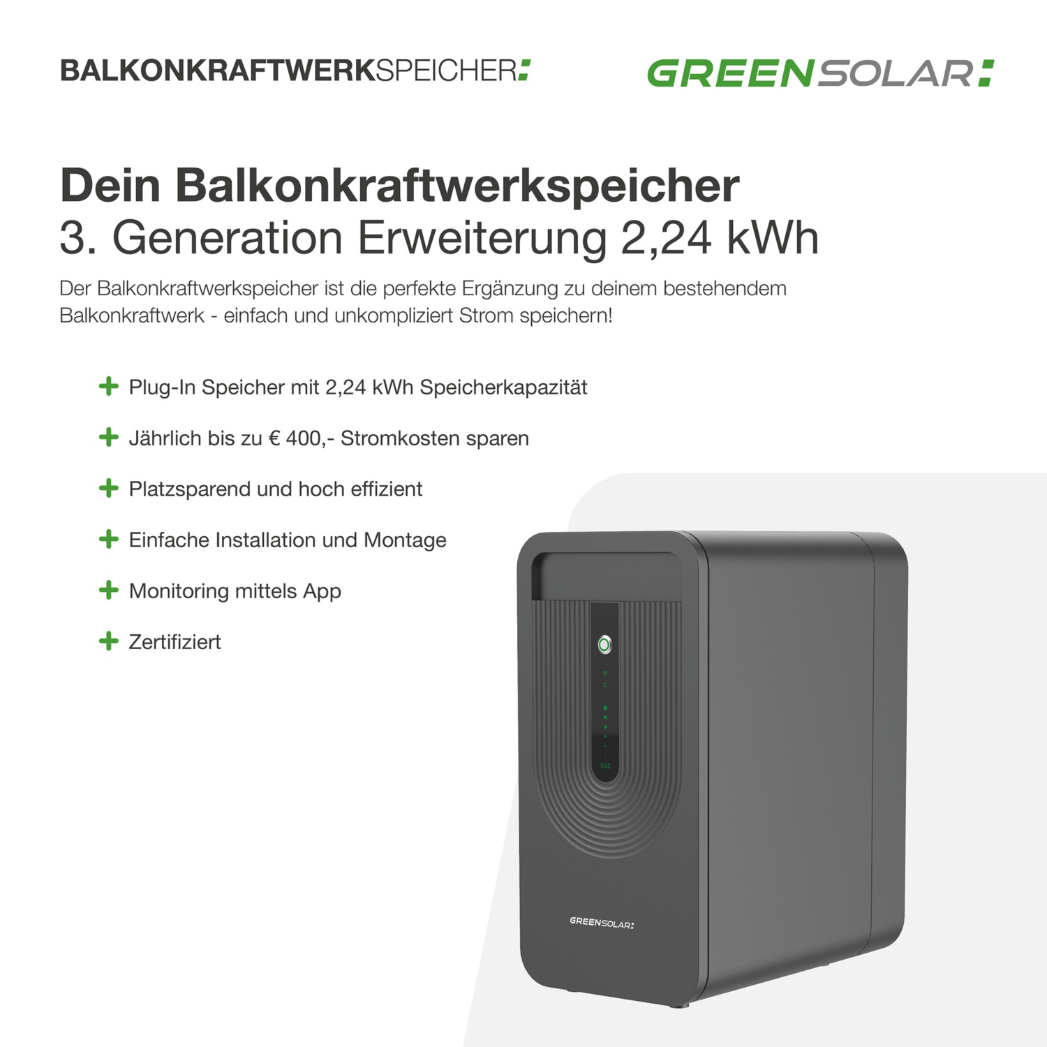GREEN SOLAR Erweiterungsspeicher 2,24 kWh