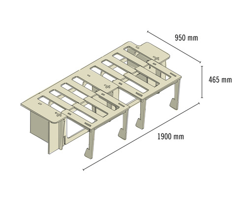 Buildify Campingbox Marco bedsysteem, lengtesymmetrisch, voor Ducato/Crafter/Sprinter, 1900x950x465 mm (LxBxH) (zonder montage- en bevestigingsmateriaal)