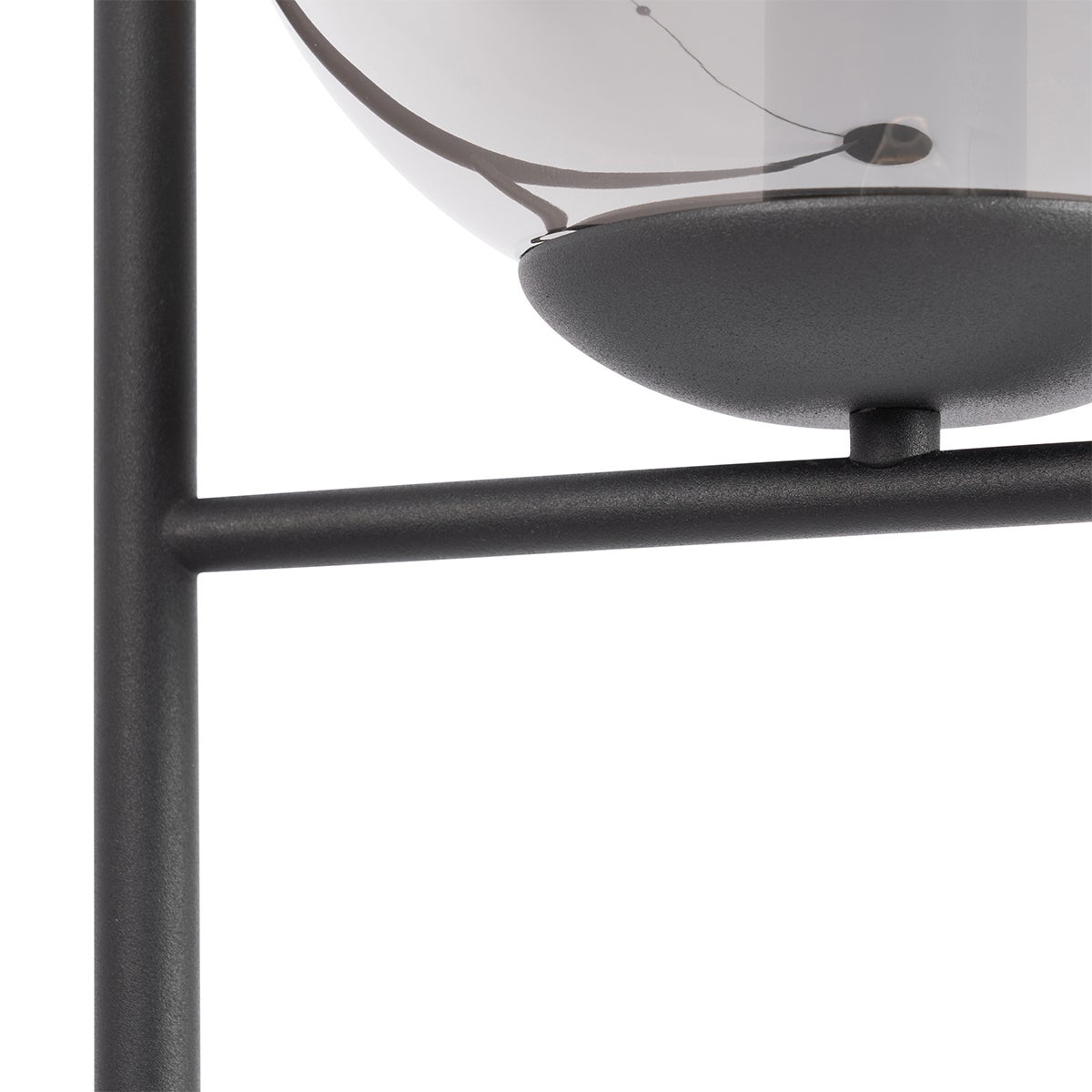 QAZQA - Design Art Deco vloerlamp, zwart met rookglas - Flore | Woonkamer | Slaapkamer - Stalen bol | Bolvormig | Langwerpig - LED-compatibel, E27