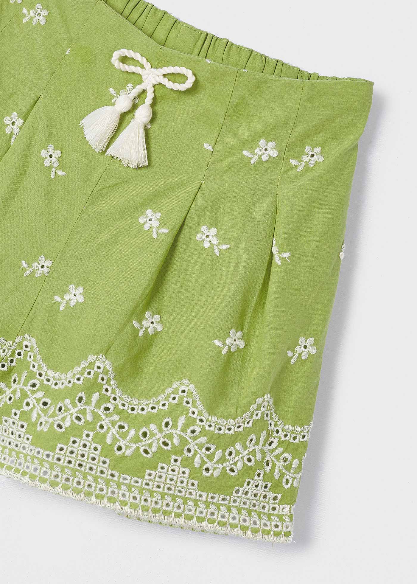 Calções bordados para meninas, cor índigo